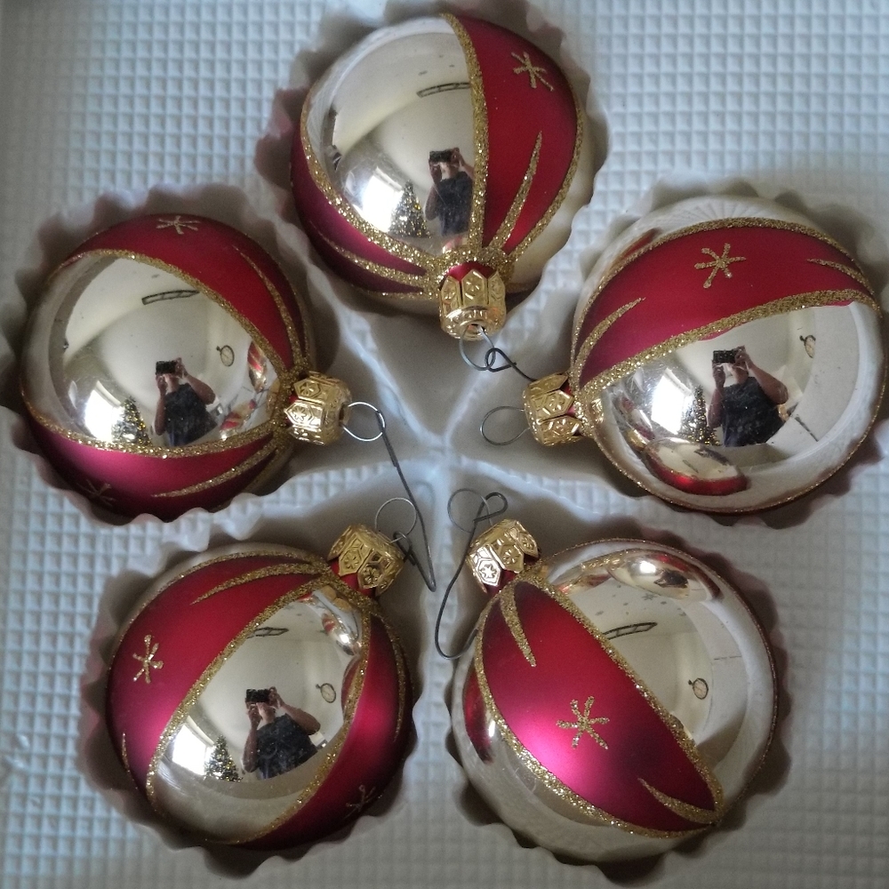 Trim A Home Handcrafted Glass Ornaments Poland 5pc
